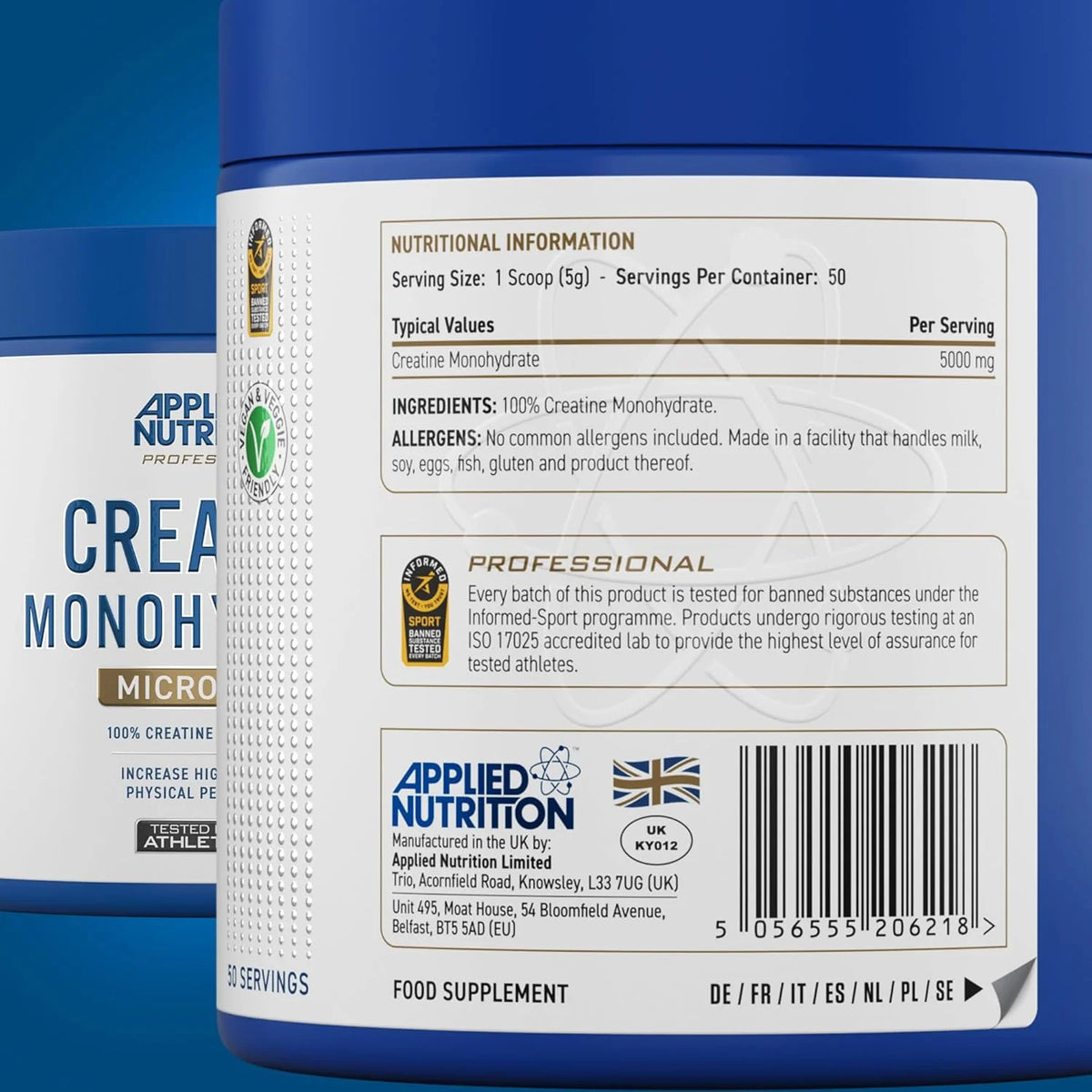 Applied Nutrition Micronised Creatine Monohydrate Unflavoured 50 Servings 250g